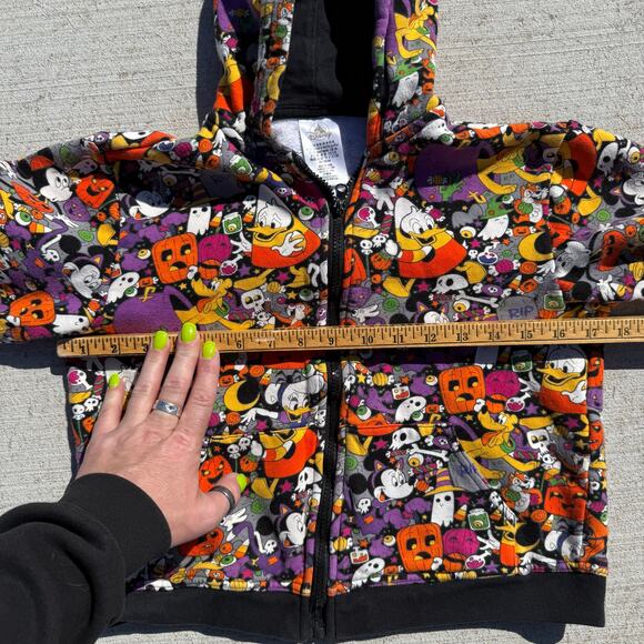 Walt Disney World Parks 2022 Halloween Full Zip Up Hoodie Sweatshirt AOP Medium - Picture 5 of 6